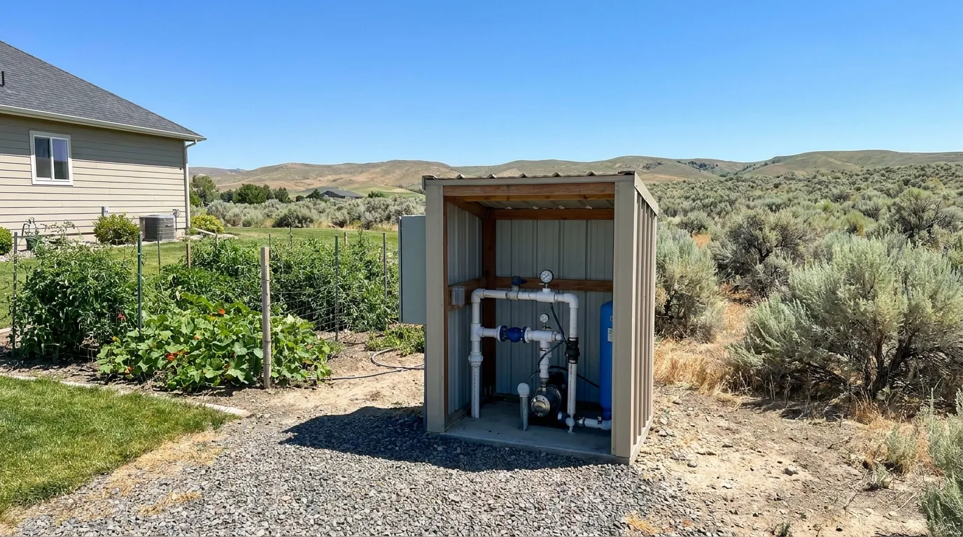 A residential well pump system at a home in the Nampa, Idaho area
