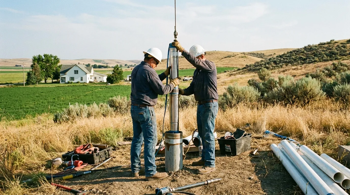 New well pump being installed at a home near Nampa, Idaho