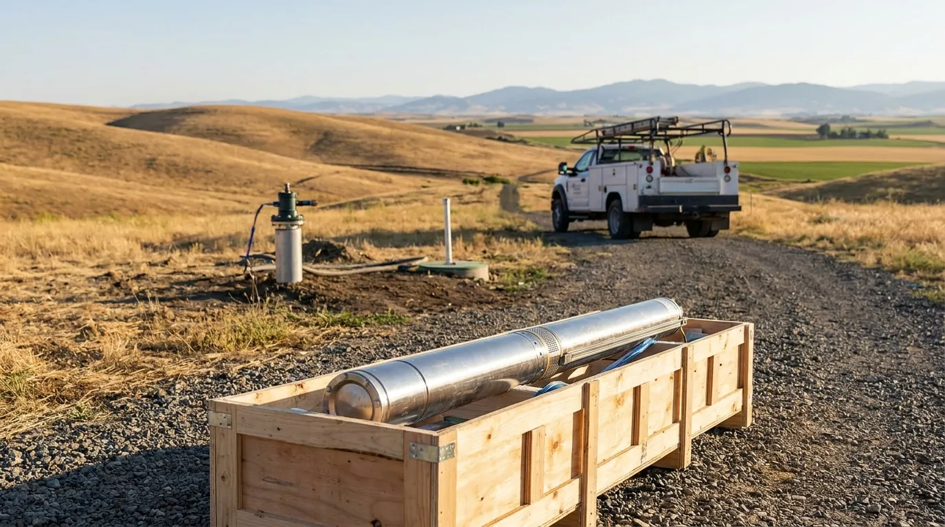 New submersible well pump ready for installation near Nampa